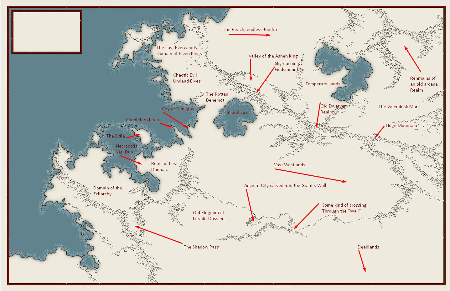 Here are my first notes on Corindal Wilderness.