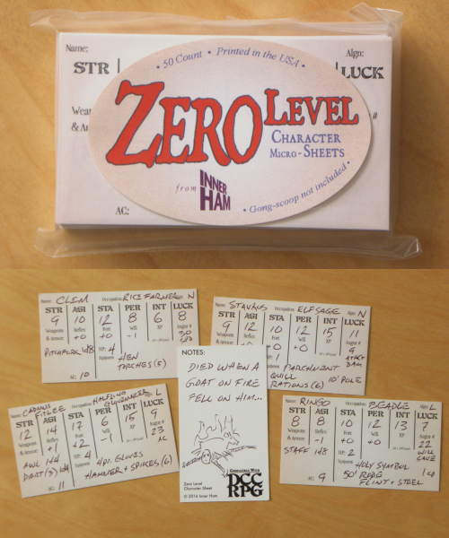 Zero Level Character Micro Sheets