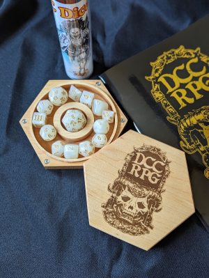 Custom Wooden DCC Dice Carrier: Maple Wood with DCC Logo