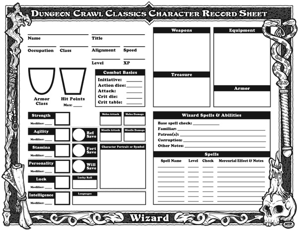 Downloadable Character Sheets.