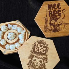 New In The Online Store: Special 7 Dice, Custom Wooden DCC Dice Carriers, and New RPG Stamps!