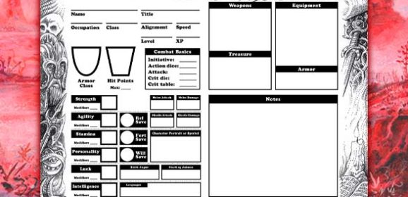 New Form-Fillable Character Sheets for DCC Dying Earth!